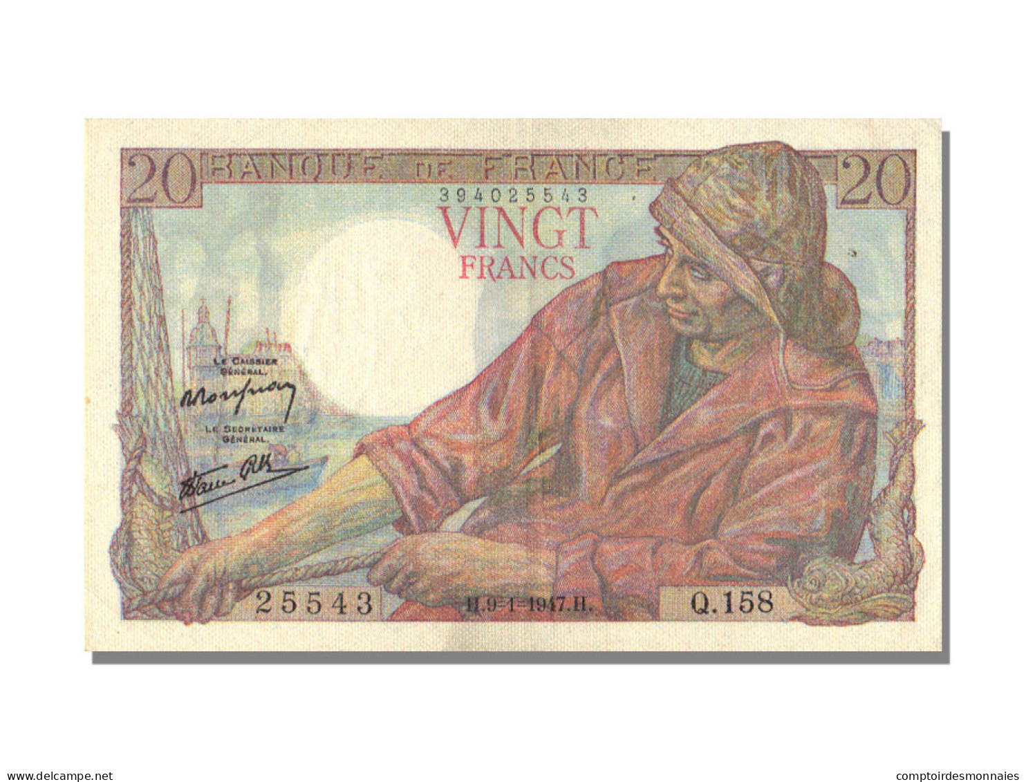 Billet, France, 20 Francs, 20 F 1942-1950 ''Pêcheur'', 1947, 1947-01-09, SPL - 20 F 1942-1950 ''Pêcheur''