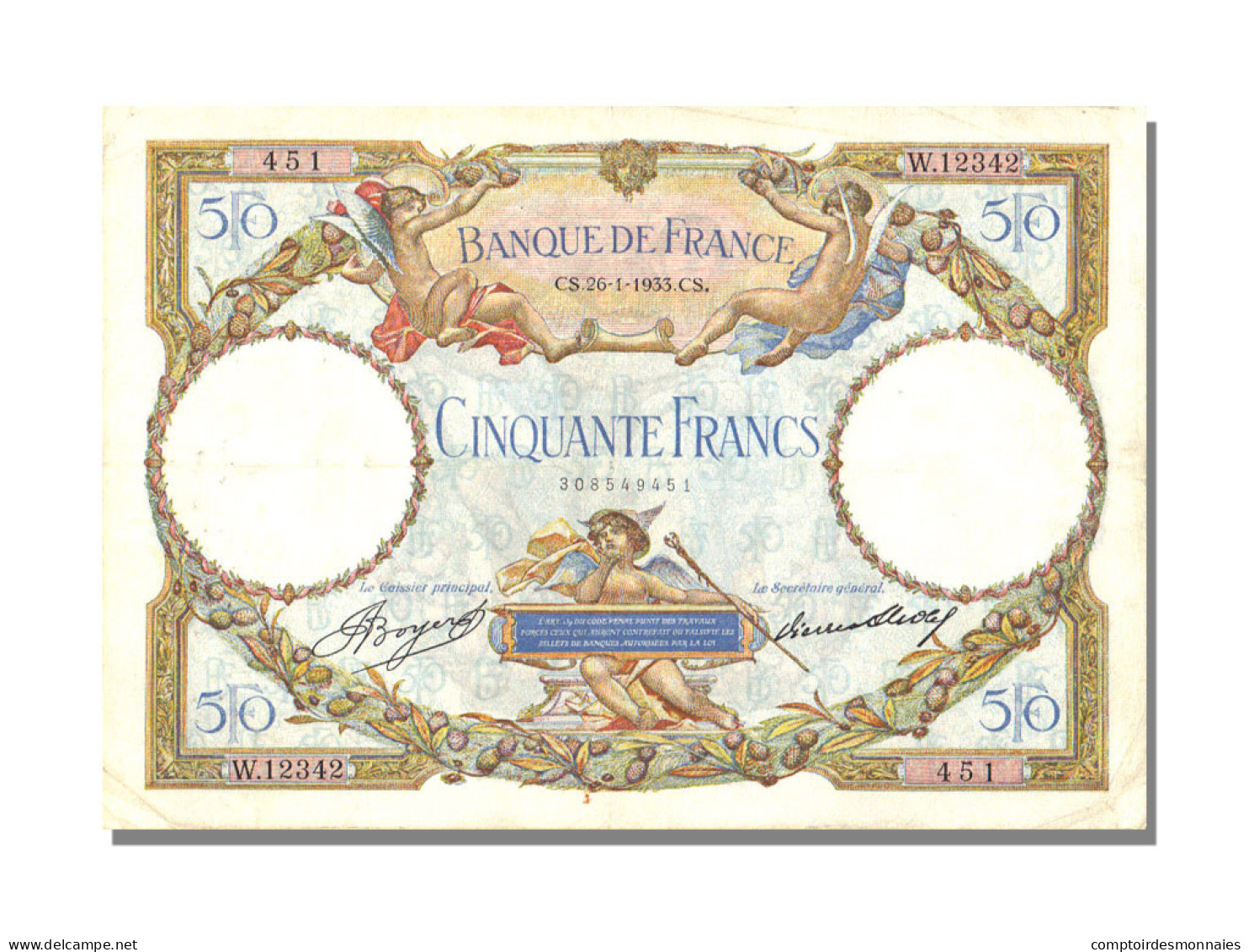 Billet, France, 50 Francs, 50 F 1927-1934 ''Luc Olivier Merson'', 1933 - 50 F 1927-1934 ''Luc Olivier Merson''