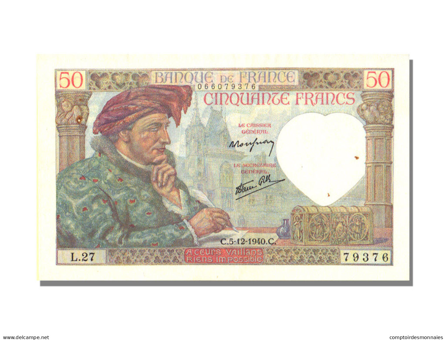 Billet, France, 50 Francs, 50 F 1940-1942 ''Jacques Coeur'', 1940, 1940-12-05 - 50 F 1940-1942 ''Jacques Coeur''