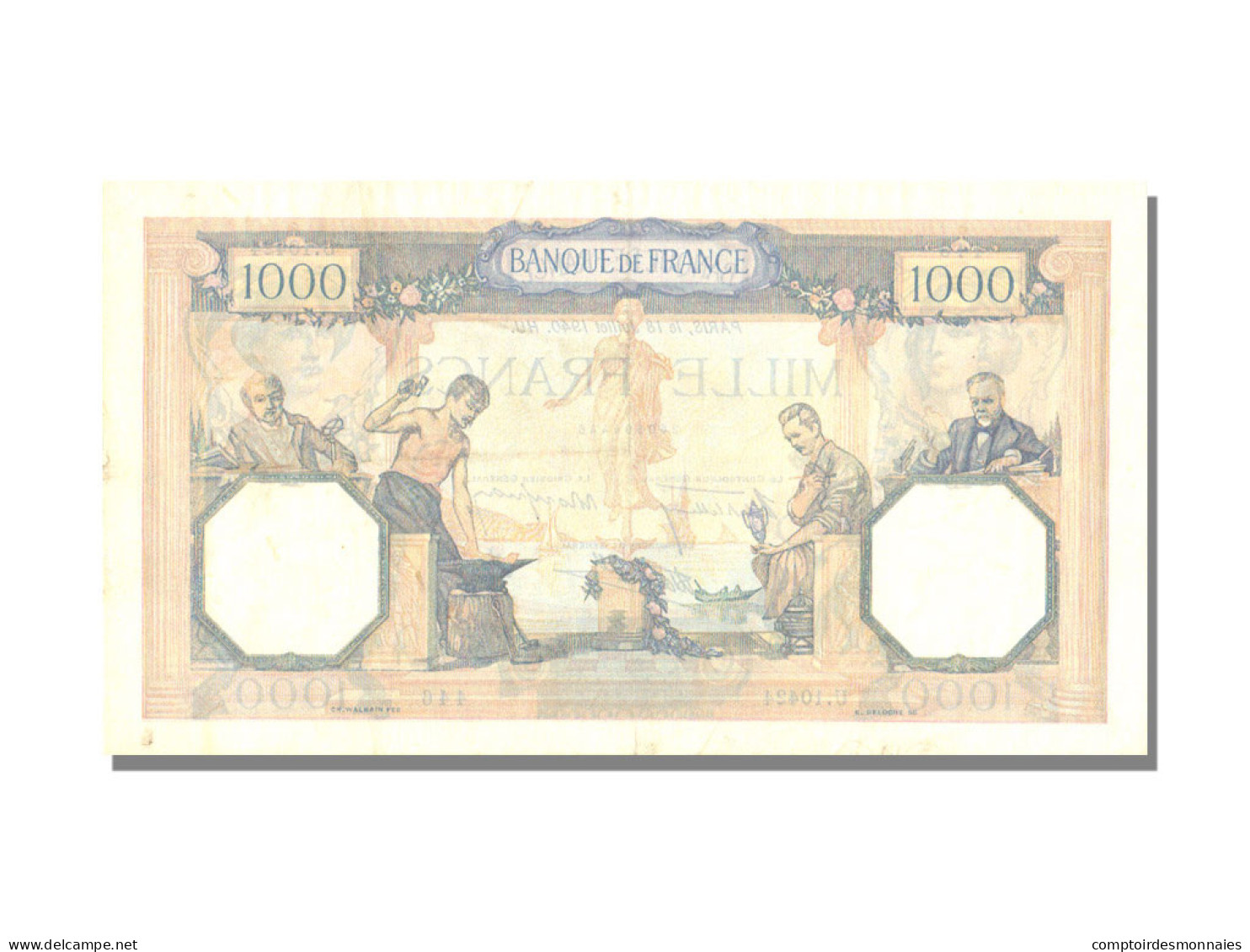 Billet, France, 500 Francs, 1 000 F 1927-1940 ''Cérès Et Mercure'', 1940 - 1 000 F 1927-1940 ''Cérès Et Mercure''