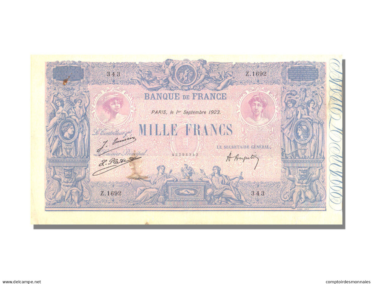 Billet, France, 1000 Francs, 1 000 F 1889-1926 ''Bleu Et Rose'', 1923 - 1 000 F 1889-1926 ''Bleu Et Rose''