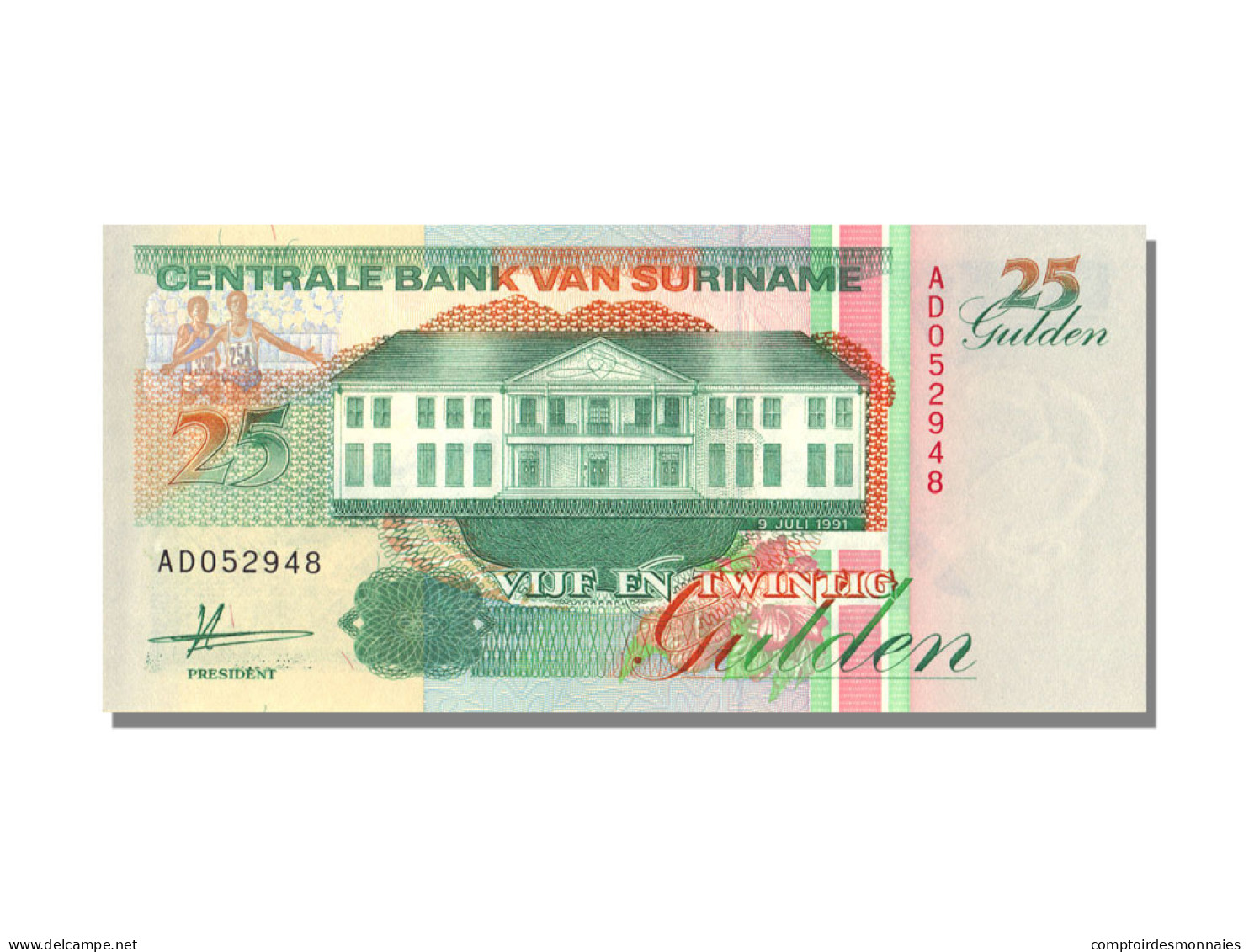 Billet, Suriname, 25 Gulden, 1991, 1991-07-09, NEUF - Surinam