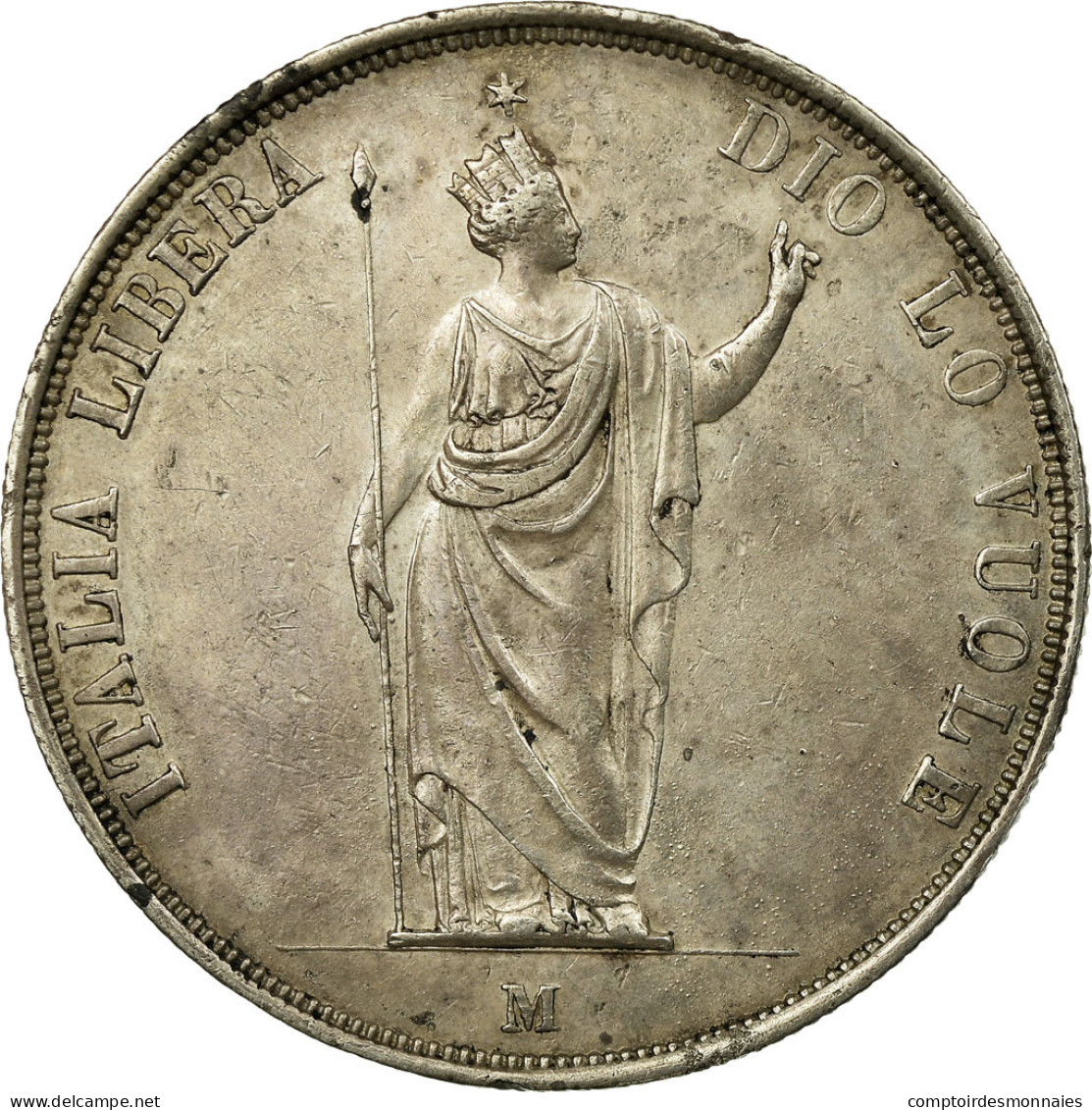 Monnaie, États Italiens, LOMBARDY-VENETIA, 5 Lire, 1848, Milan, TTB+, Argent - Lombardo-Veneto