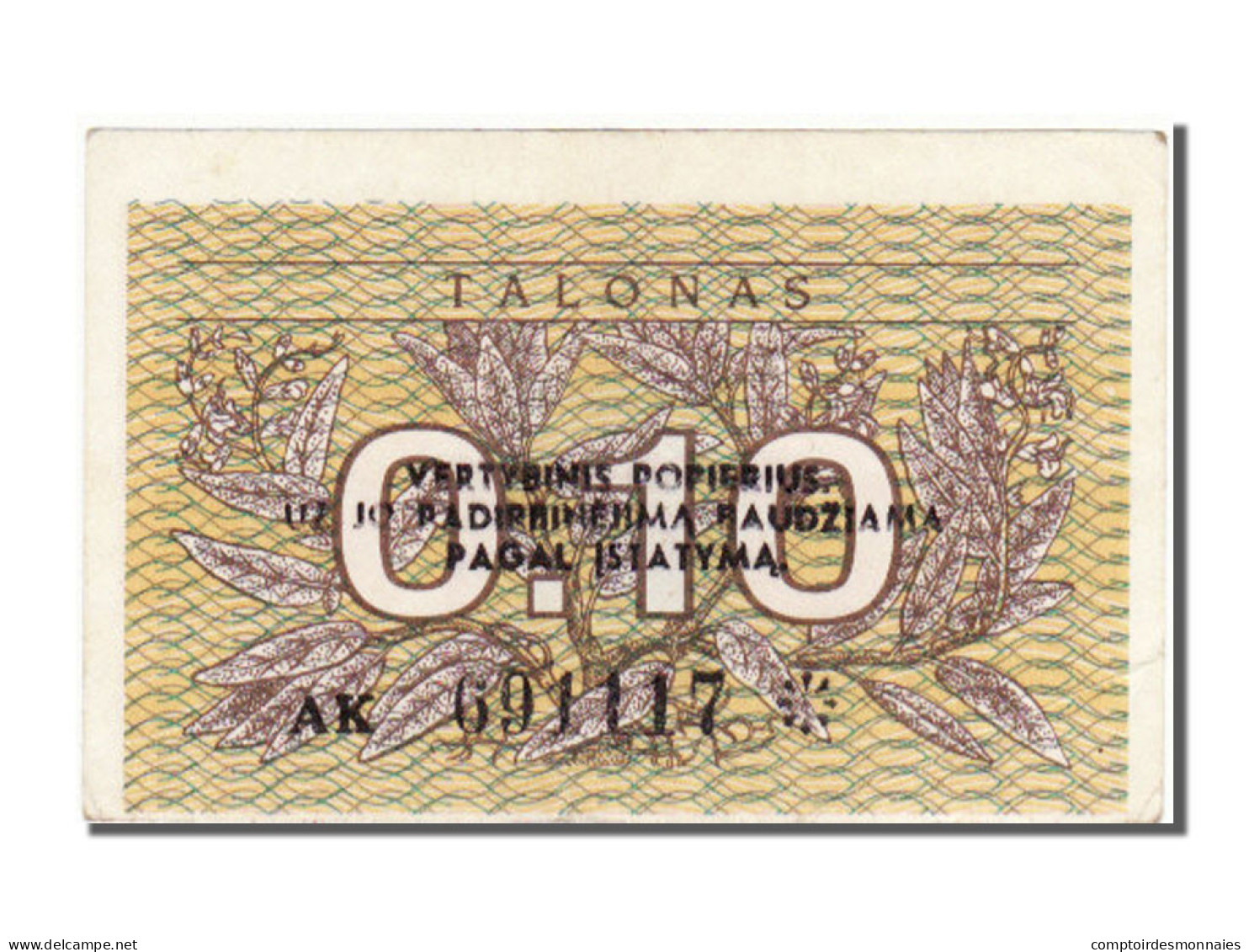 Billet, Lithuania, 0.10 Talonas, 1991, SUP - Lithuania