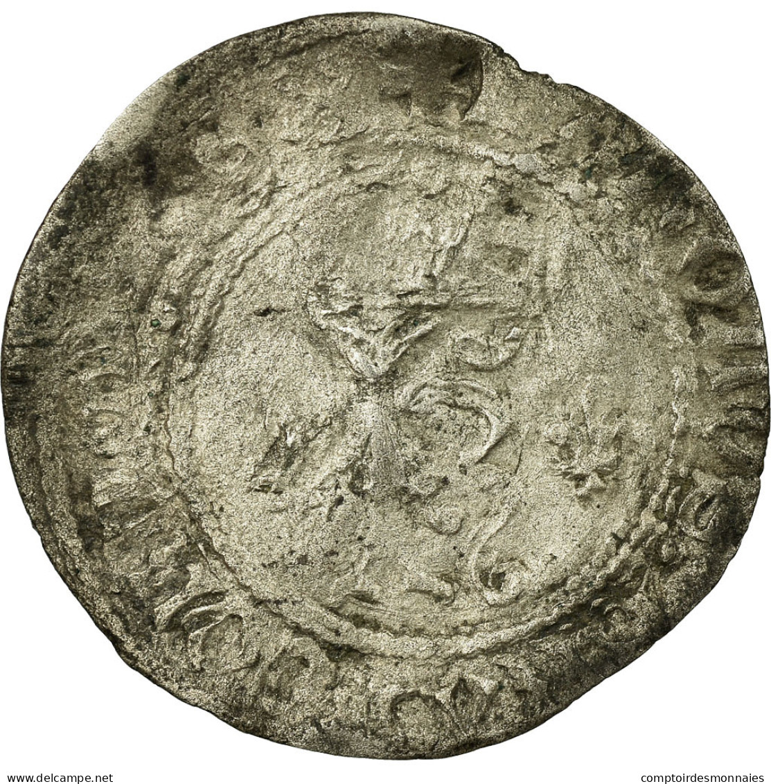 Monnaie, France, 1/2 Karolus, Châlons-Sur-Marne, B+, Argent, Duplessy:594 - 1483-1498 Karel VIII