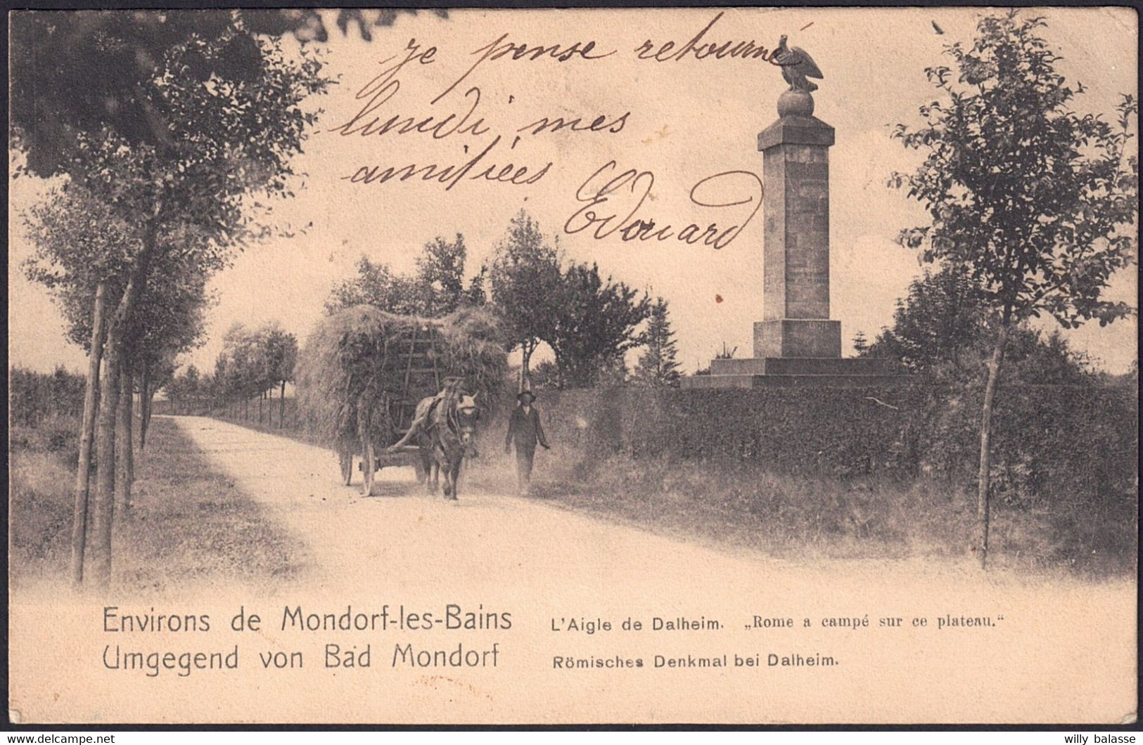 +++ CPA - Luxembourg - Luxemburg - Environs De MONDORF LES BAINS - Aigle De DALHEIM - Attelage Cheval - Taxe  // - Mondorf-les-Bains