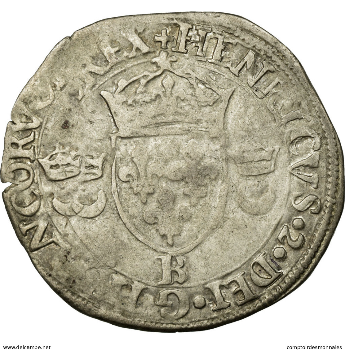 Monnaie, France, Douzain Aux Croissants, 1549, Rouen, TB+, Billon, Duplessy:997 - 1547-1559 Henry II