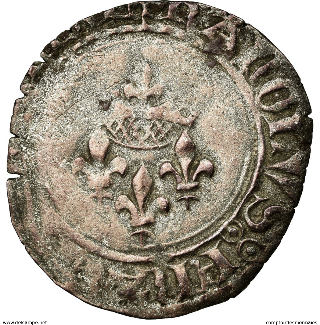 Monnaie, France, Gros, Mirabel, TB, Billon, Duplessy:387B - 1380-1422 Charles VI Le Fol