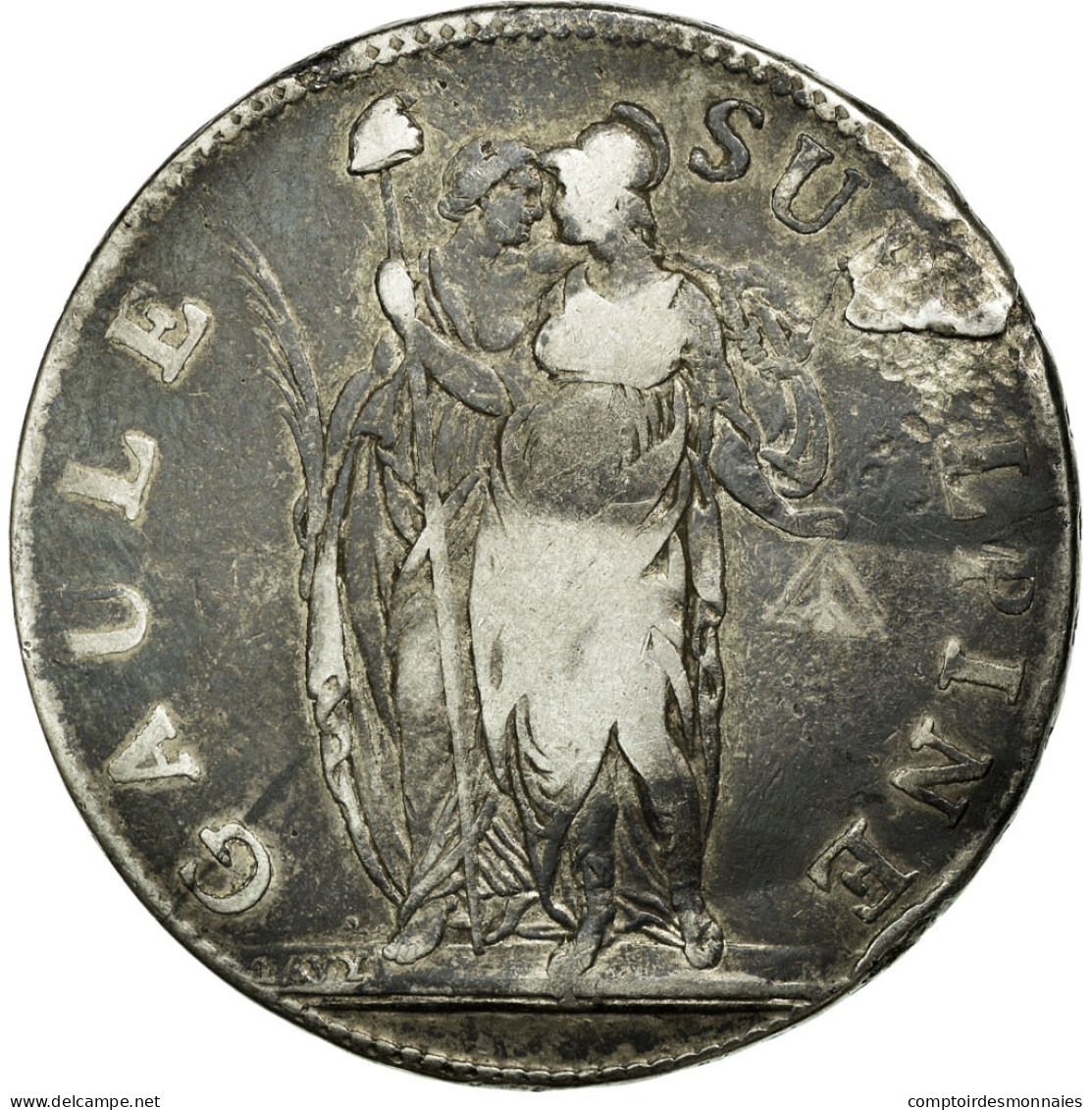 Monnaie, États Italiens, PIEDMONT REPUBLIC, 5 Francs, 1801, TB, Argent, KM:4 - Sonstige & Ohne Zuordnung