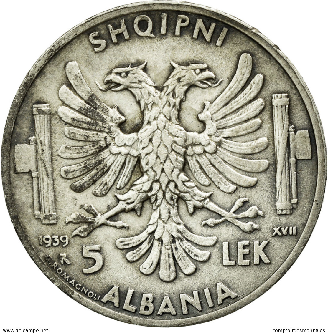 Monnaie, Albania, Vittorio Emanuele III, 5 Lek, 1939, Rome, SUP, Argent, KM:33 - Albania