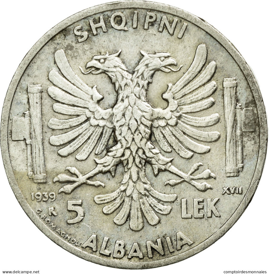Monnaie, Albania, 5 Lek, 1939, Rome, TTB+, Argent, KM:33 - Albania