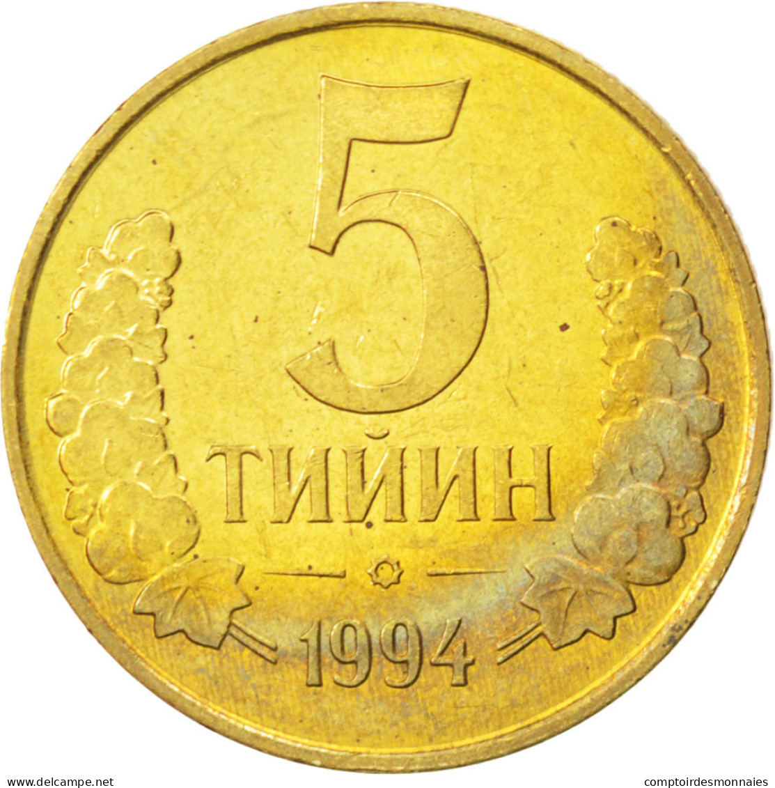 Monnaie, Uzbekistan, 5 Tiyin, 1994, SPL, Brass Plated Steel, KM:3.2 - Uzbekistan