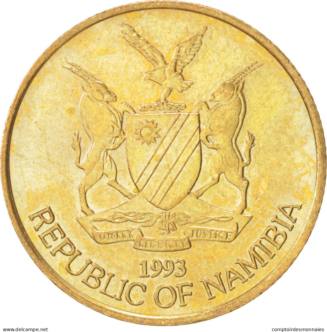 Monnaie, Namibia, 5 Dollars, 1993, SUP+, Laiton, KM:5 - Namibia