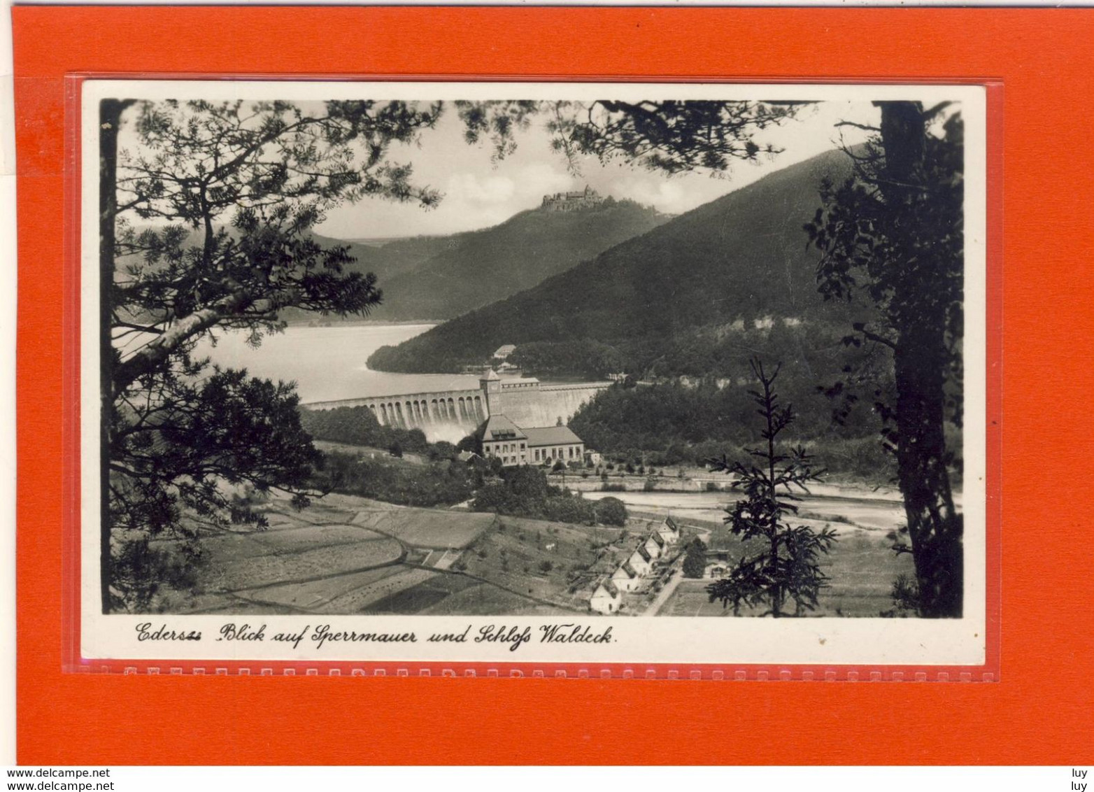 EDERSEE - Sperrmauer; Damm, Dam  Und Schloß Waldeck, Stausee, Staumauer, Gel. 1949 - Frankenberg (Eder)