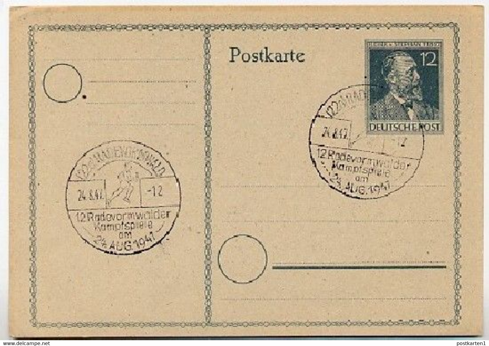 LÄUFER KAMPFSPIELE Radevormwald 1947 Auf Postkarte P965 Alliierte Besetzung - Non Classificati