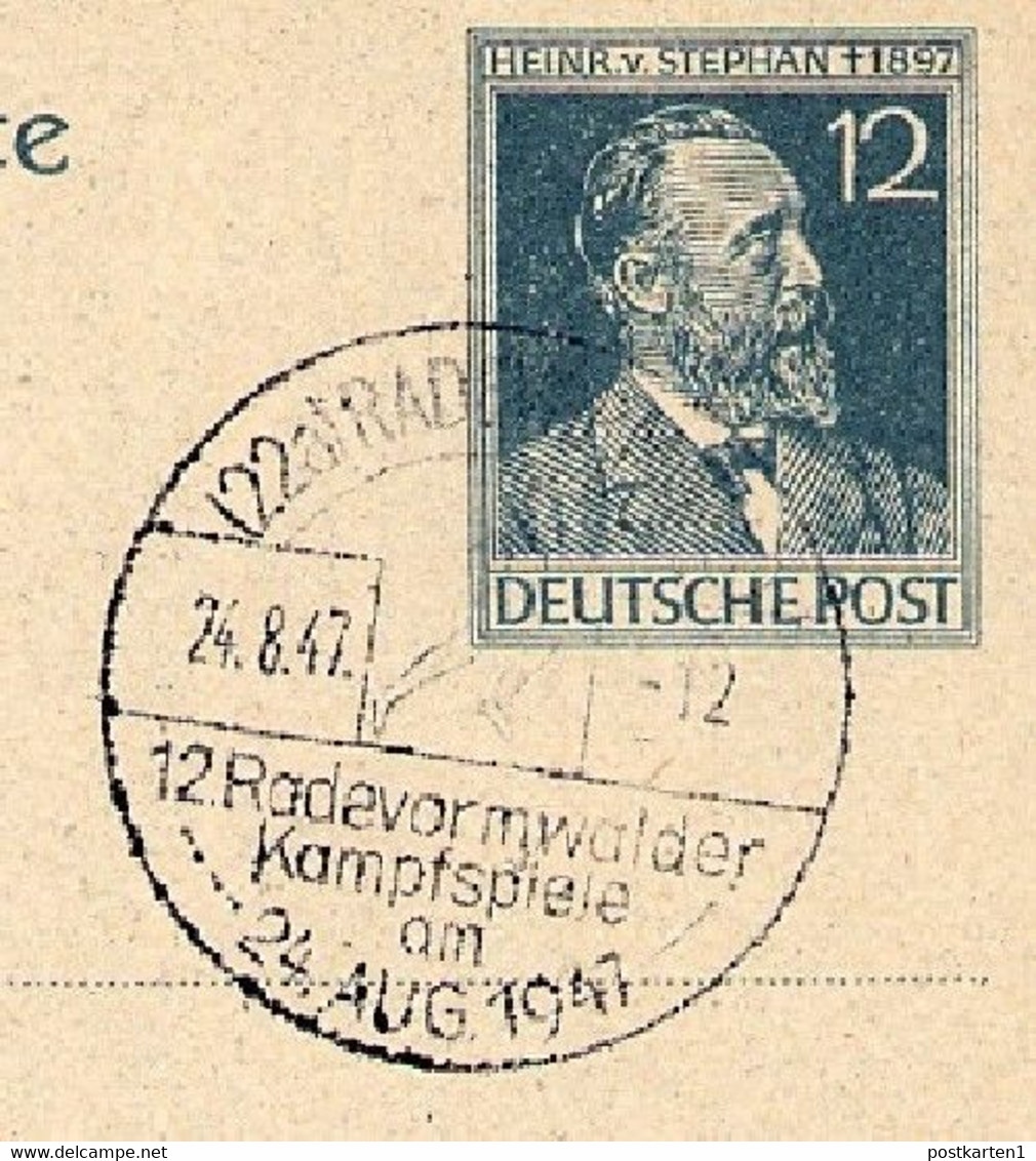 LÄUFER KAMPFSPIELE Radevormwald 1947 Auf Postkarte P965 Alliierte Besetzung - Non Classificati