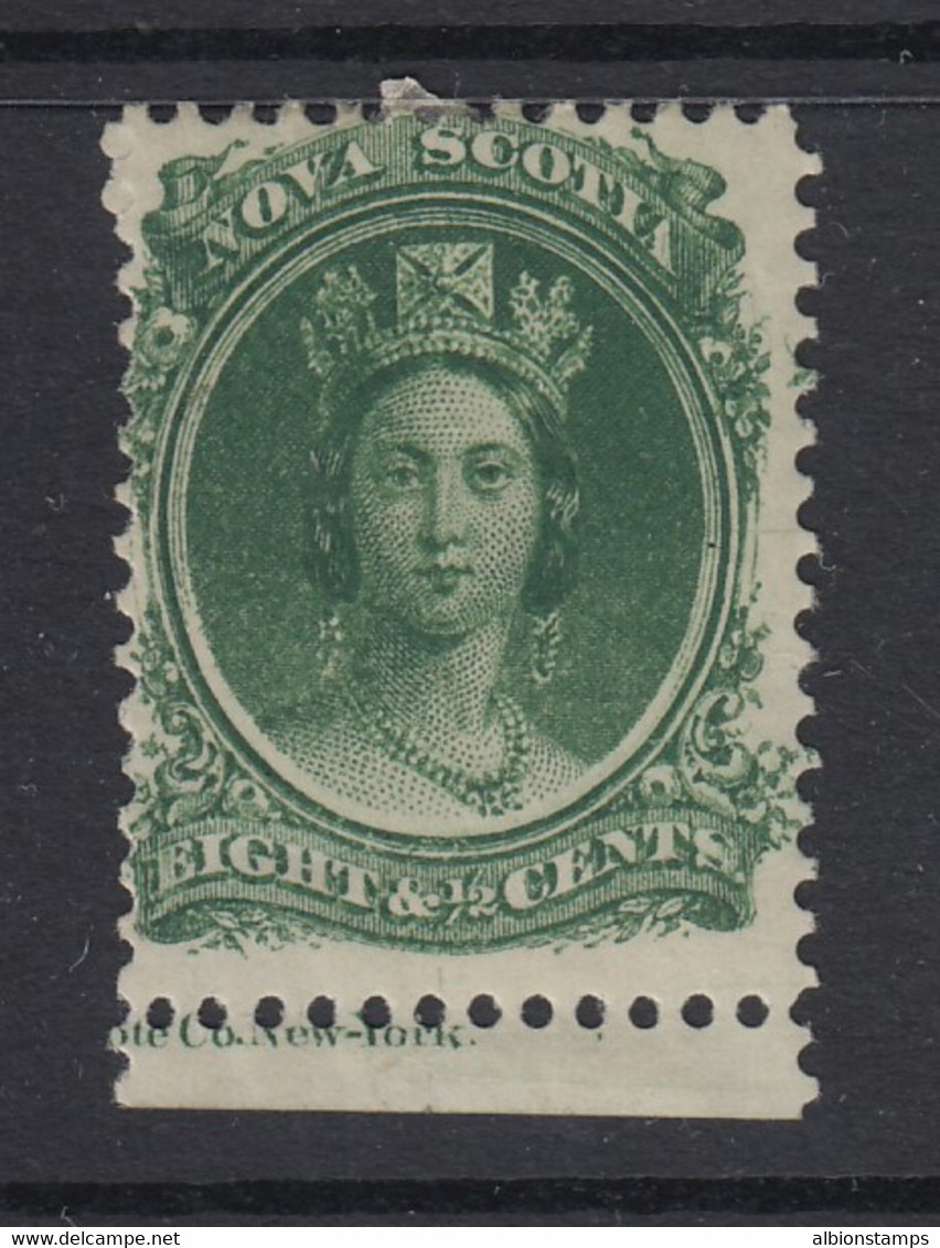 Nova Scotia, Scott 11a (SG 26), MHR With Imprint At Bottom - Unused Stamps