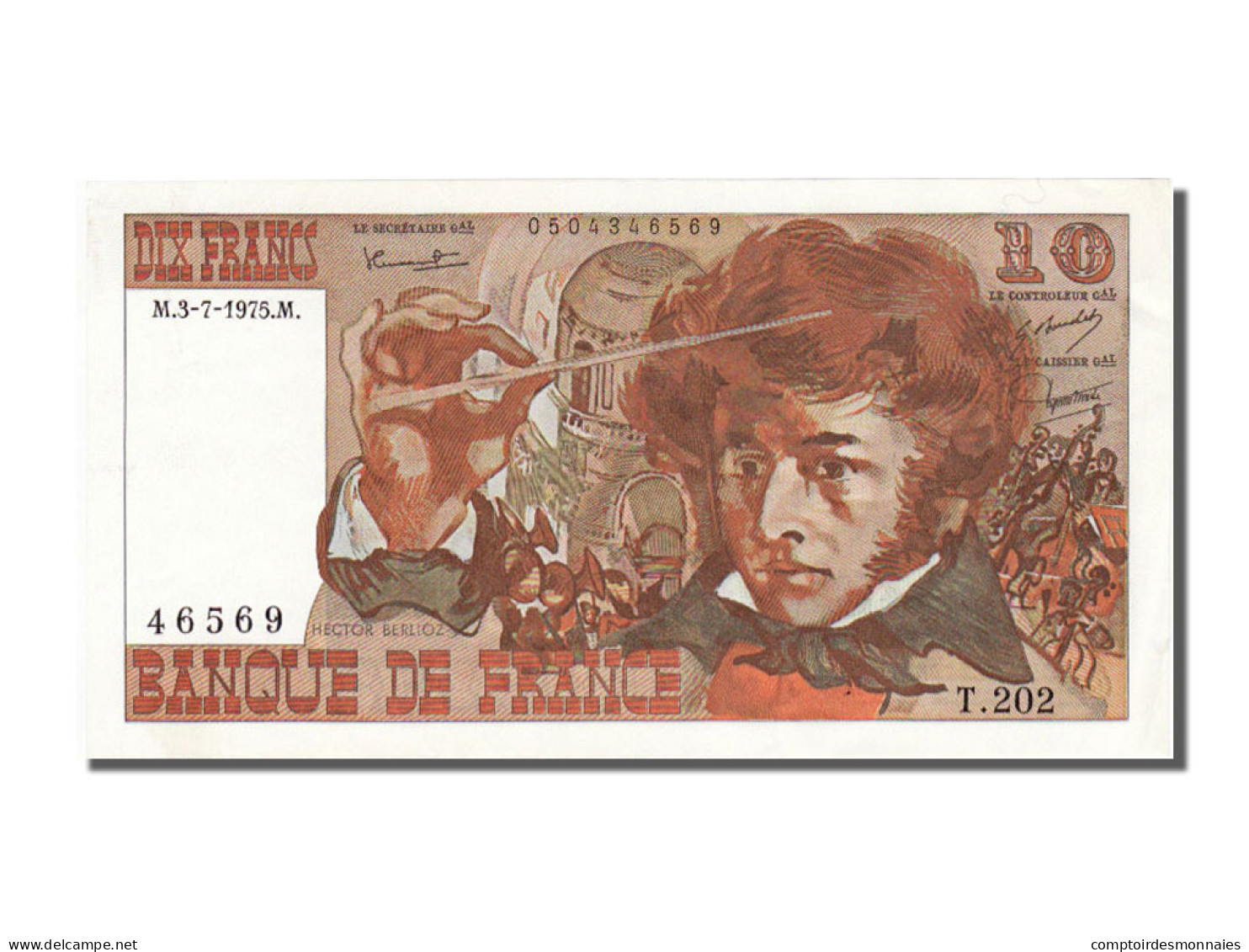 Billet, France, 10 Francs, 10 F 1972-1978 ''Berlioz'', 1975, 1975-07-03, SUP+ - 10 F 1972-1978 ''Berlioz''