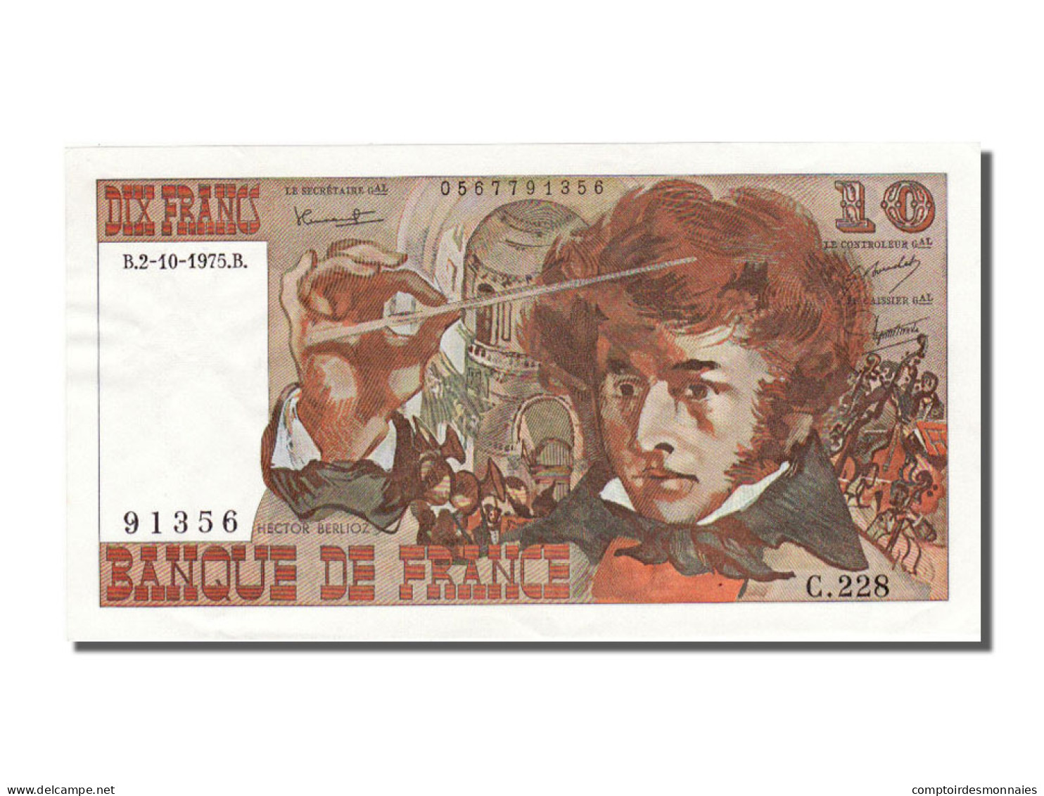 Billet, France, 10 Francs, 10 F 1972-1978 ''Berlioz'', 1975, 1975-10-02, SUP+ - 10 F 1972-1978 ''Berlioz''