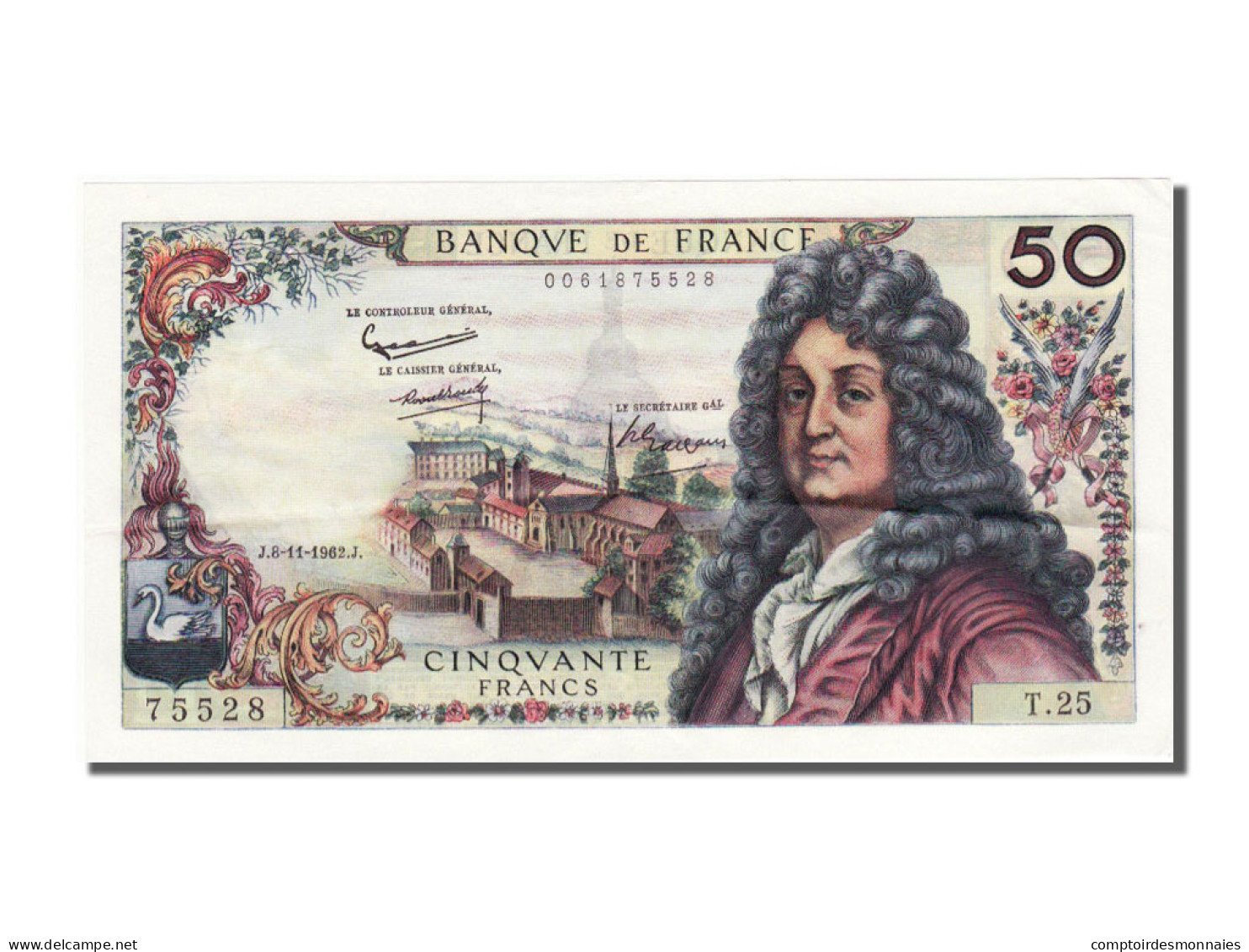 Billet, France, 50 Francs, 50 F 1962-1976 ''Racine'', 1962, 1962-11-08, SUP+ - 50 F 1962-1976 ''Racine''