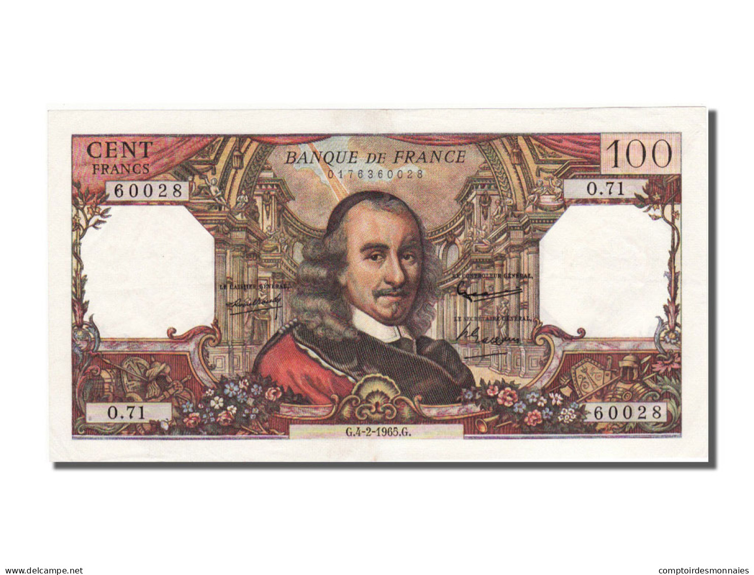 Billet, France, 100 Francs, 100 F 1964-1979 ''Corneille'', 1965, 1965-02-04 - 100 F 1964-1979 ''Corneille''