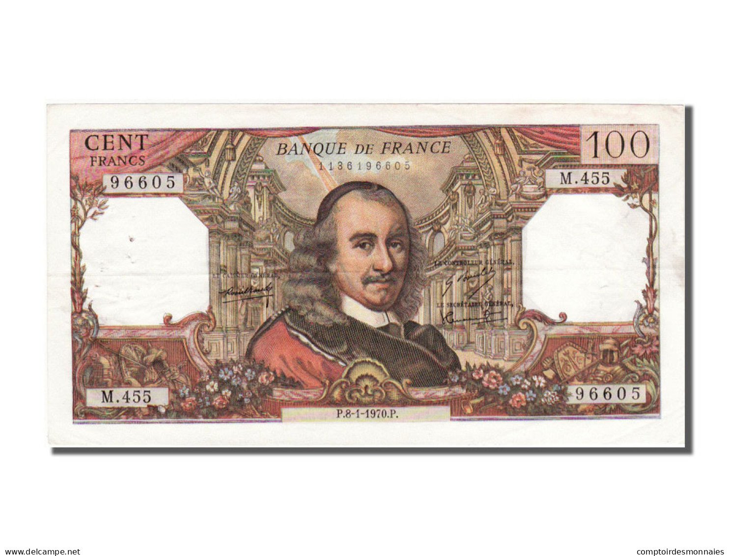 Billet, France, 100 Francs, 100 F 1964-1979 ''Corneille'', 1970, 1970-01-08 - 100 F 1964-1979 ''Corneille''