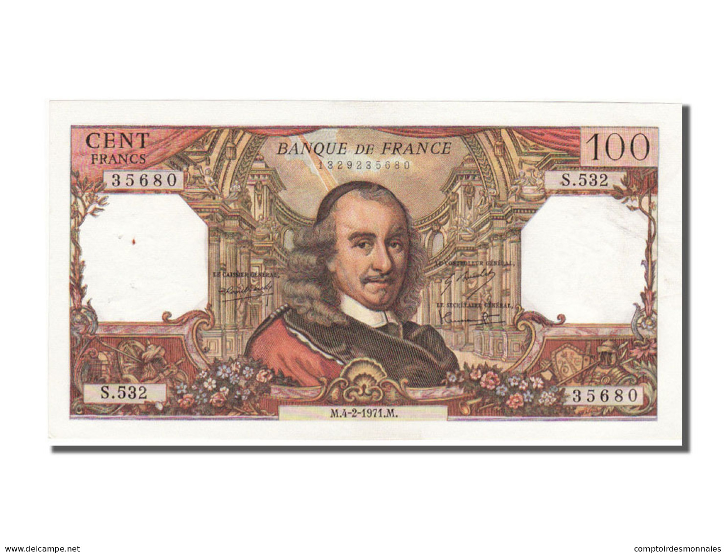 Billet, France, 100 Francs, 100 F 1964-1979 ''Corneille'', 1971, 1971-02-04 - 100 F 1964-1979 ''Corneille''