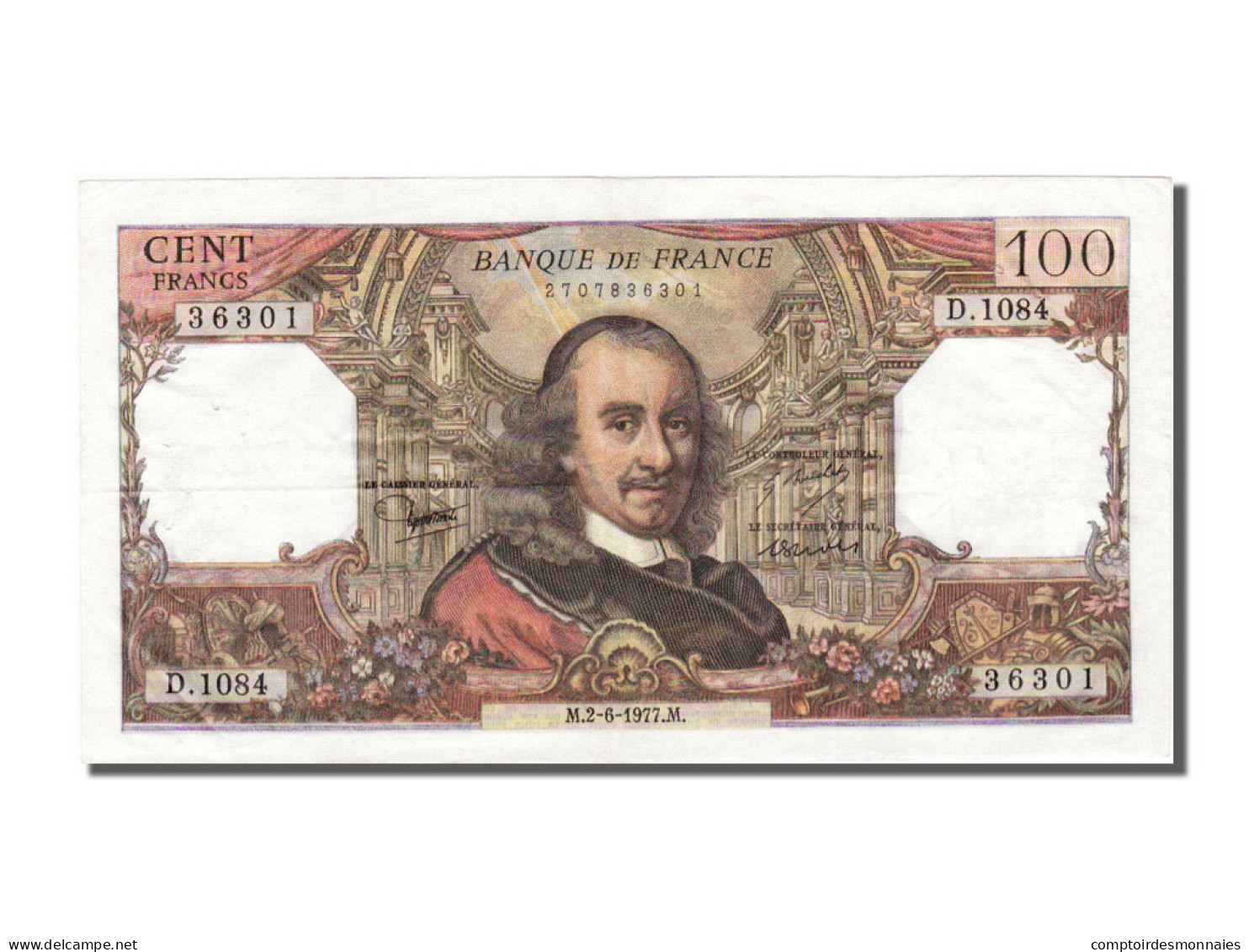 Billet, France, 100 Francs, 100 F 1964-1979 ''Corneille'', 1977, 1977-06-02 - 100 F 1964-1979 ''Corneille''