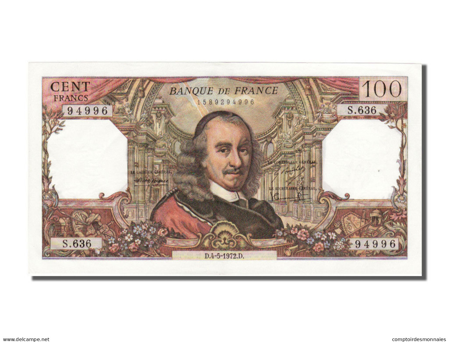 Billet, France, 100 Francs, 100 F 1964-1979 ''Corneille'', 1972, 1972-05-04 - 100 F 1964-1979 ''Corneille''