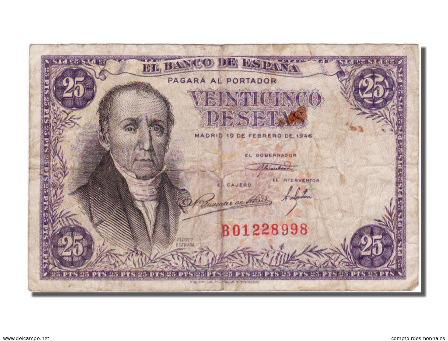 Billet, Espagne, 25 Pesetas, 1946, 1946-02-19, TB+ - 25 Pesetas