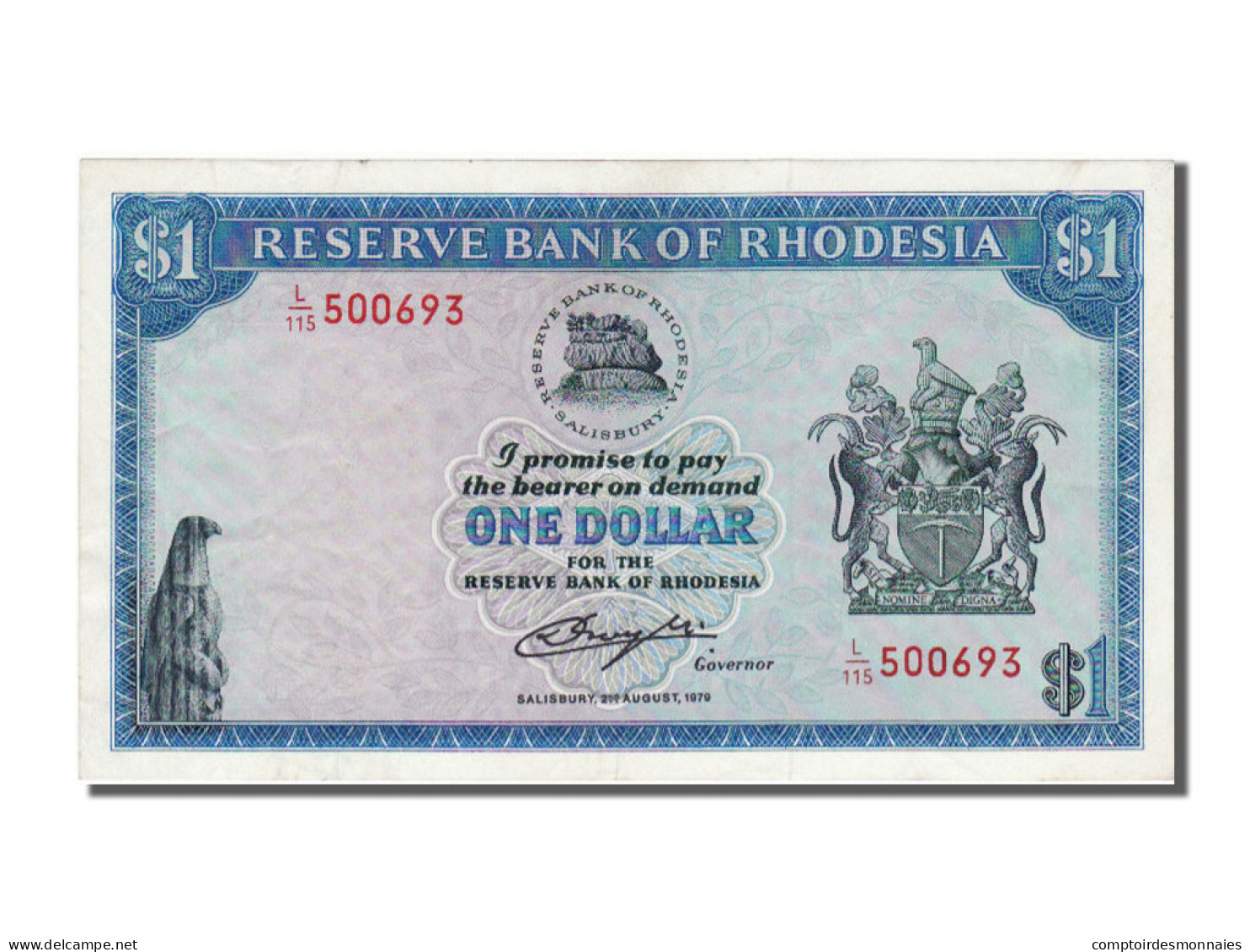 Billet, Rhodésie, 1 Dollar, 1979, 1979-08-02, SUP+ - Rhodesia