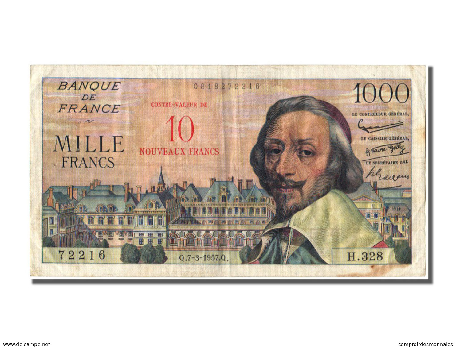 Billet, France, 10 Nouveaux Francs On 1000 Francs, 1955-1959 Overprinted With - 1955-1959 Opdruk ''Nouveaux Francs''