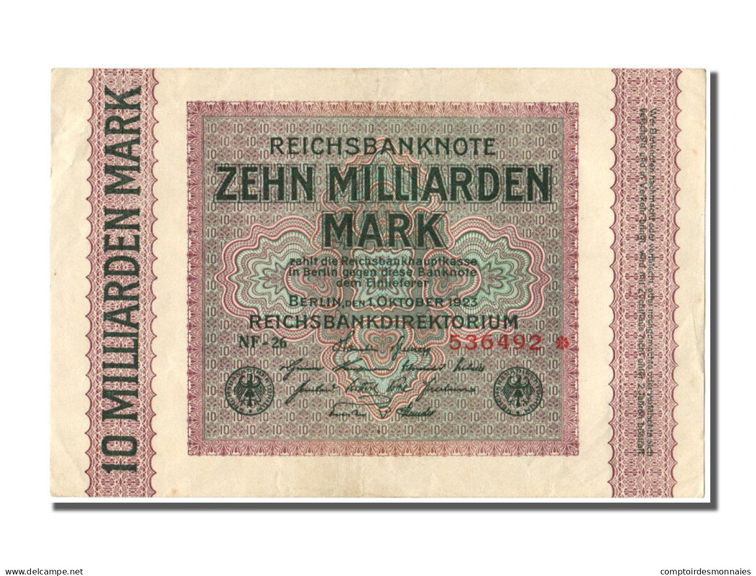 Billet, Allemagne, 10 Milliarden Mark, 1923, 1923-10-01, SUP - 10 Mrd. Mark