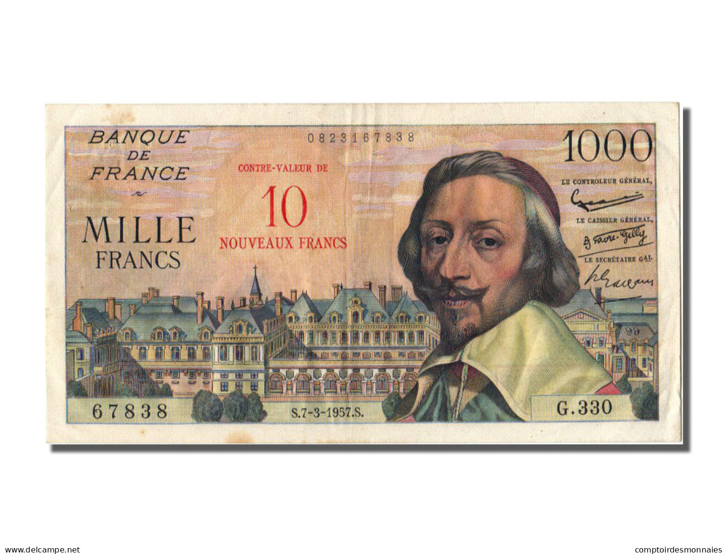 Billet, France, 10 Nouveaux Francs On 1000 Francs, 1955-1959 Overprinted With - 1955-1959 Aufdrucke Neue Francs