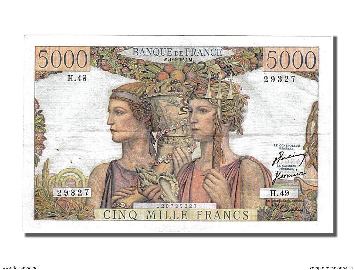 Billet, France, 5000 Francs, 5 000 F 1949-1957 ''Terre Et Mer'', 1951 - 5 000 F 1949-1957 ''Terre Et Mer''