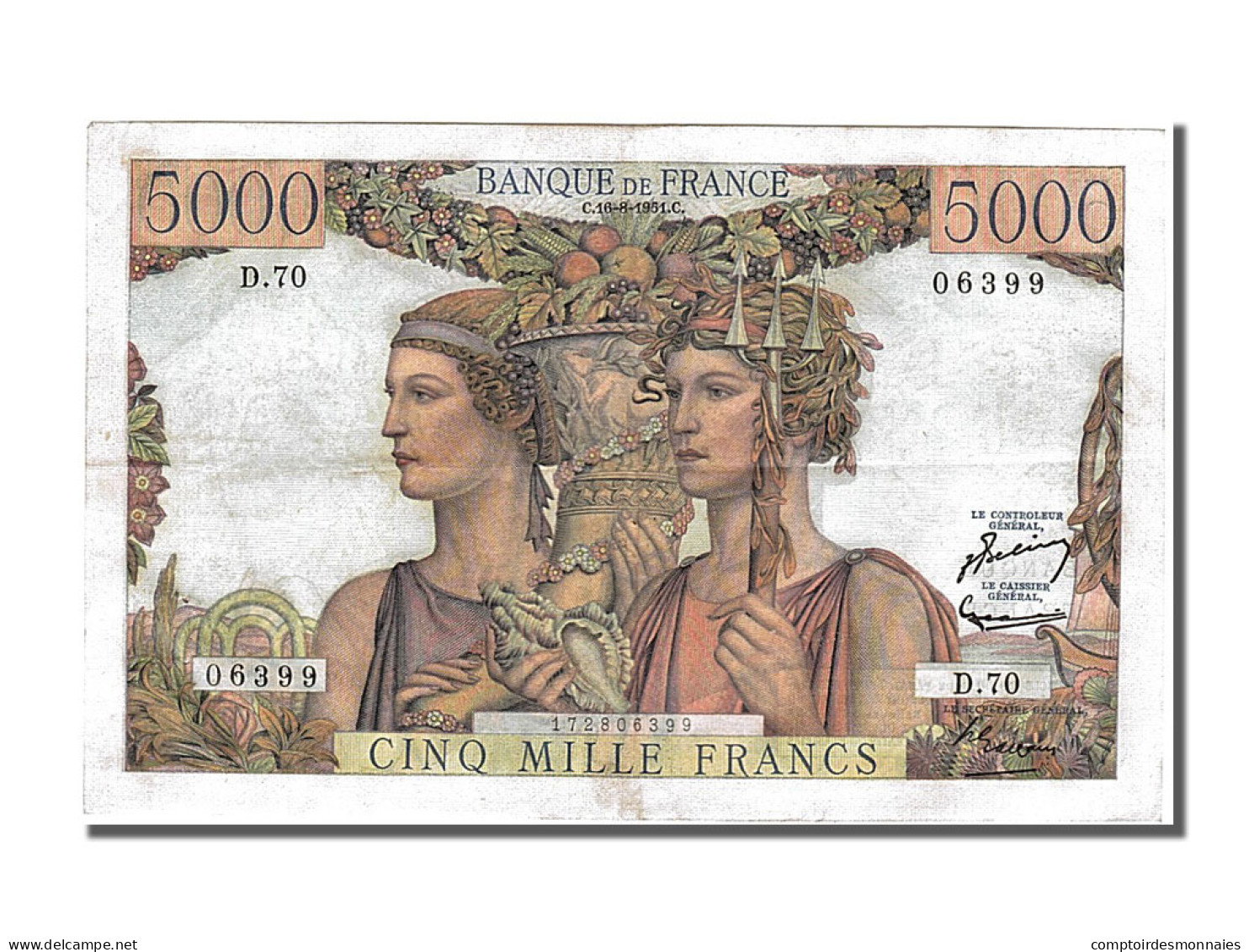 Billet, France, 5000 Francs, 5 000 F 1949-1957 ''Terre Et Mer'', 1951 - 5 000 F 1949-1957 ''Terre Et Mer''