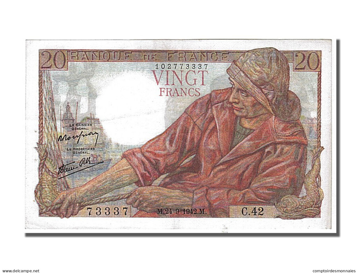 Billet, France, 20 Francs, 20 F 1942-1950 ''Pêcheur'', 1942, 1942-09-24, SUP+ - 20 F 1942-1950 ''Pêcheur''