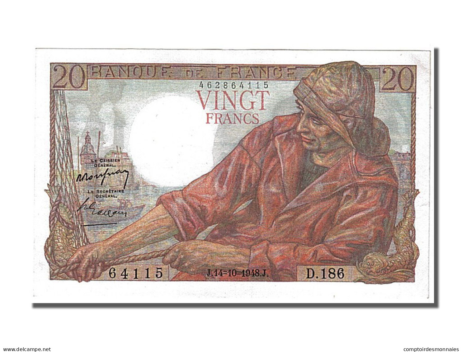 Billet, France, 20 Francs, 20 F 1942-1950 ''Pêcheur'', 1948, 1948-10-14, SUP - 20 F 1942-1950 ''Pêcheur''