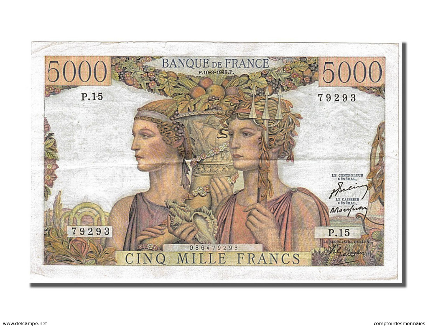 Billet, France, 5000 Francs, 5 000 F 1949-1957 ''Terre Et Mer'', 1949 - 5 000 F 1949-1957 ''Terre Et Mer''