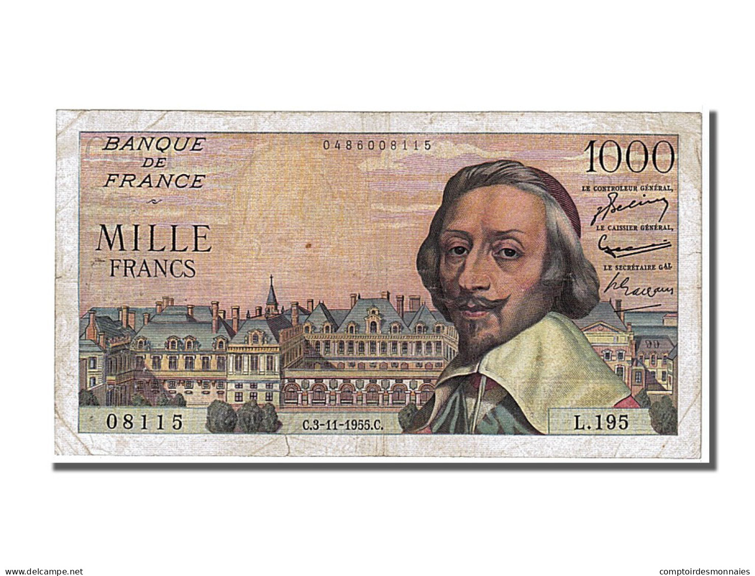 Billet, France, 1000 Francs, 1 000 F 1953-1957 ''Richelieu'', 1955, 1955-11-03 - 1 000 F 1953-1957 ''Richelieu''