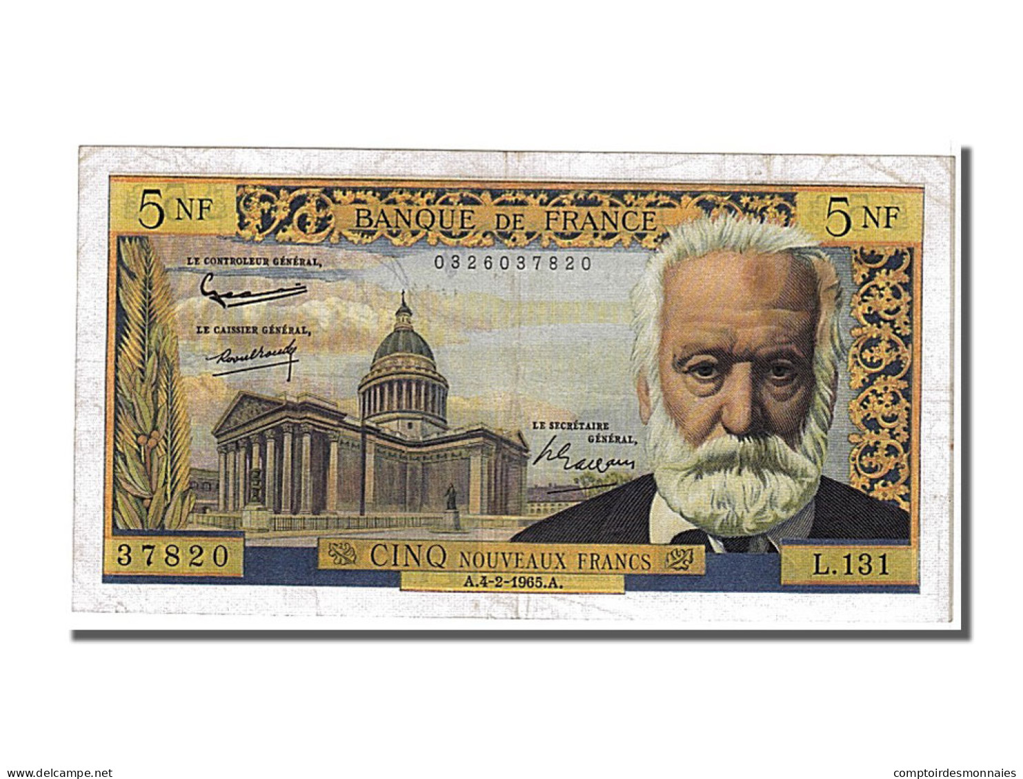 Billet, France, 5 Nouveaux Francs, 5 NF 1959-1965 ''Victor Hugo'', 1965 - 5 NF 1959-1965 ''Victor Hugo''