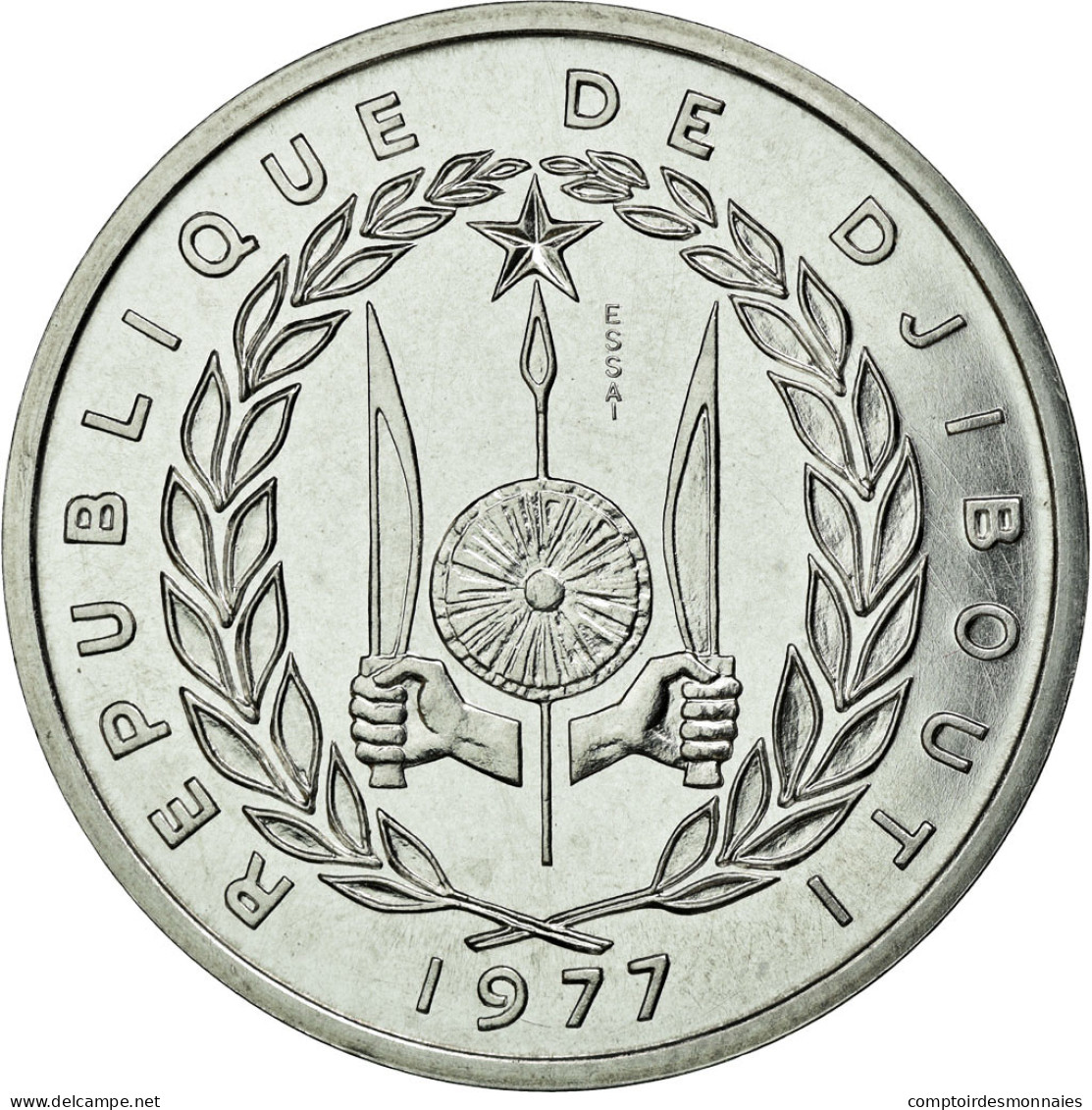 Monnaie, Djibouti, 5 Francs, 1977, FDC, Aluminium, KM:E3 - Dschibuti