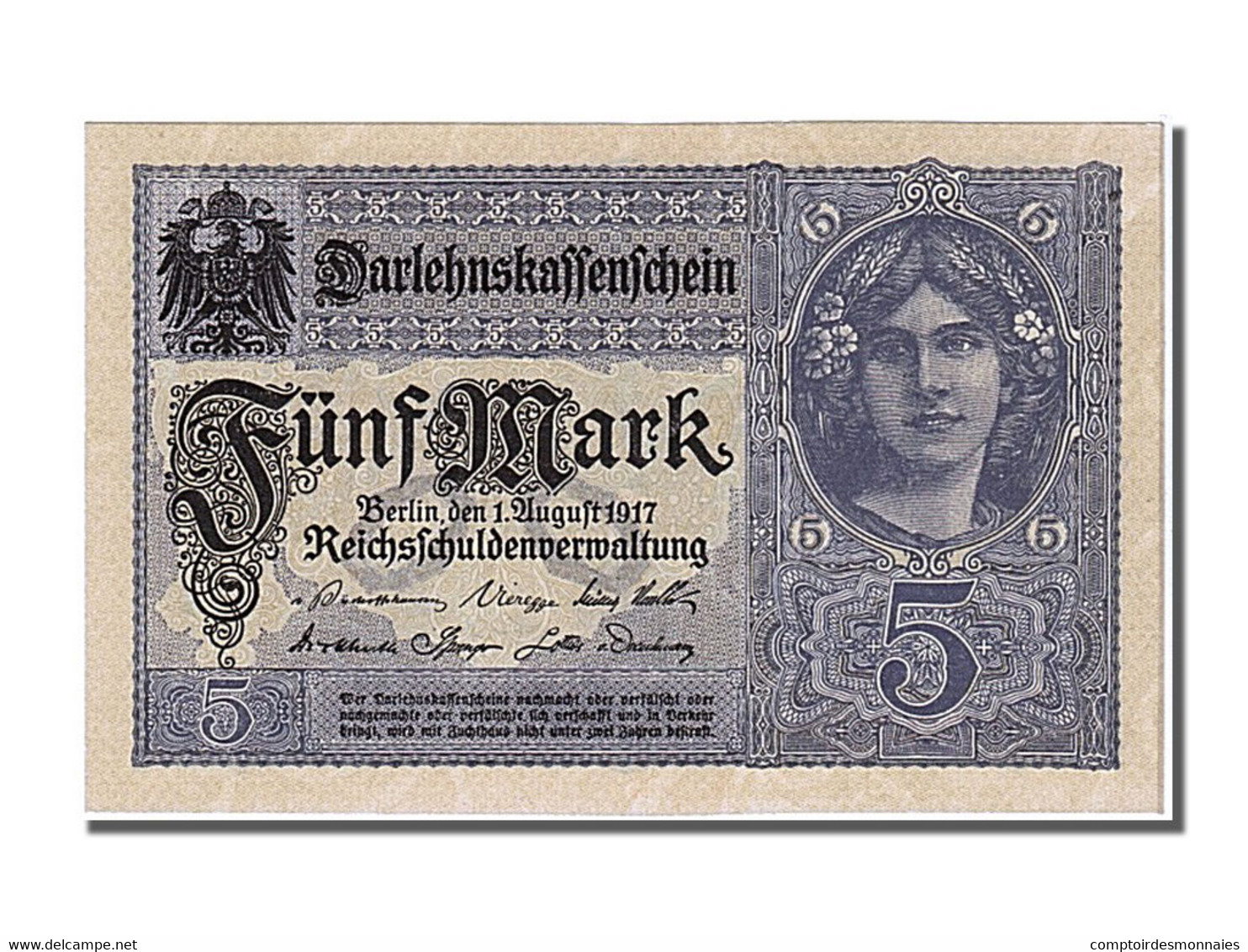 Billet, Allemagne, 5 Mark, 1917, 1917-08-01, NEUF - 5 Mark