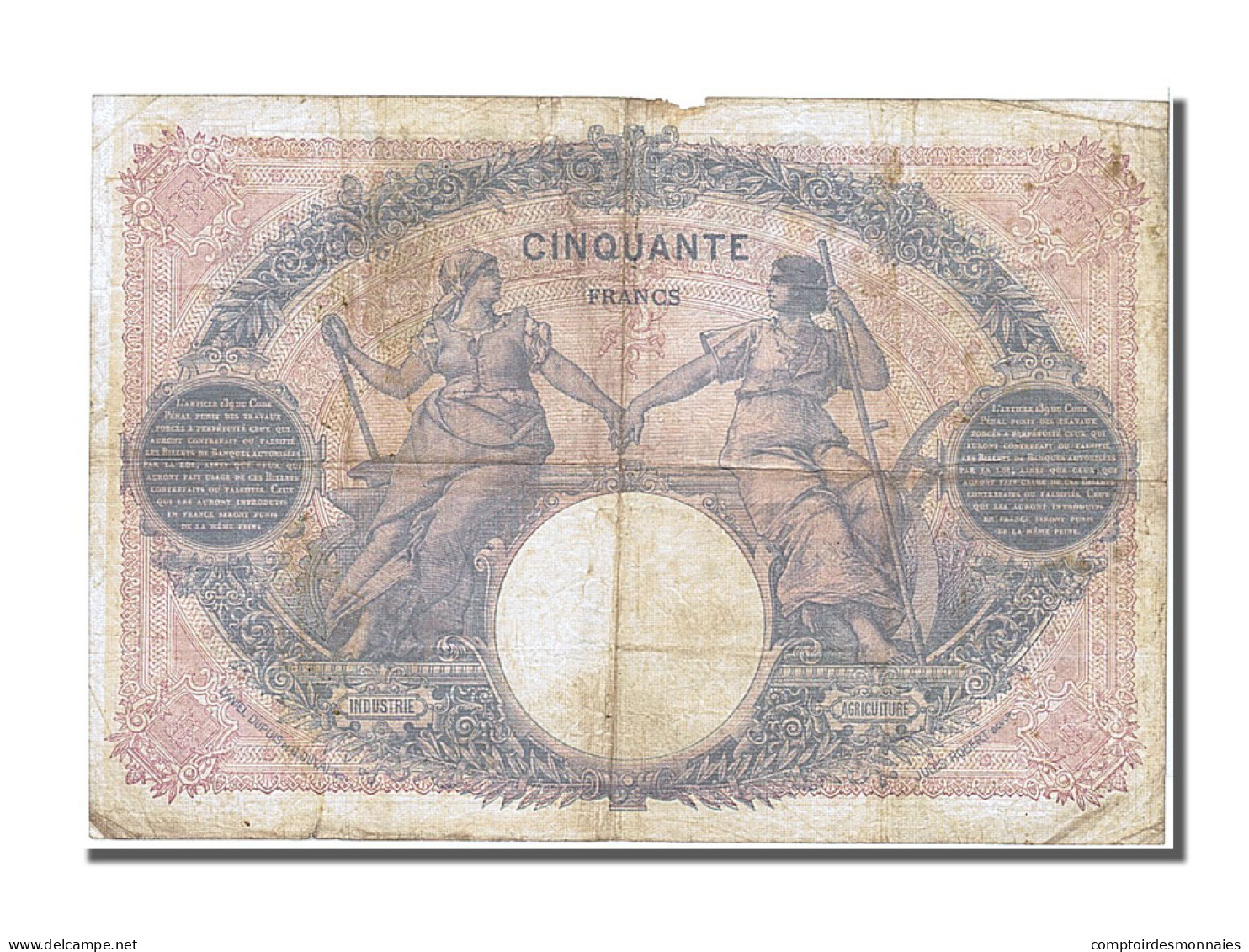 Billet, France, 50 Francs, 50 F 1889-1927 ''Bleu Et Rose'', 1913, 1913-11-24 - 50 F 1889-1927 ''Bleu Et Rose''