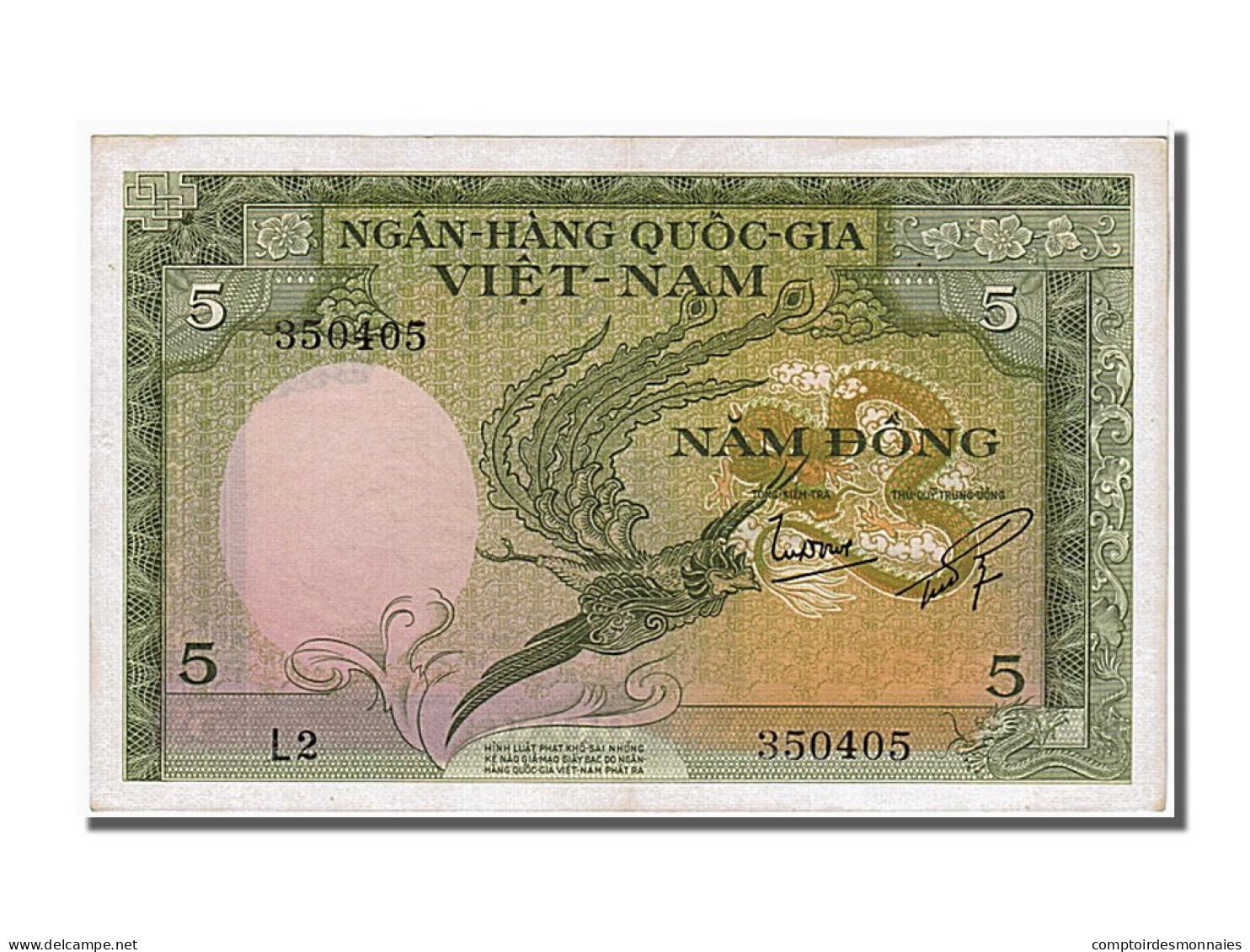 Billet, South Viet Nam, 5 D<ox>ng, 1955, NEUF - Viêt-Nam