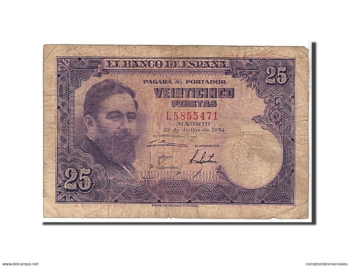 Billet, Espagne, 25 Pesetas, 1954, KM:147a, TB - 25 Pesetas