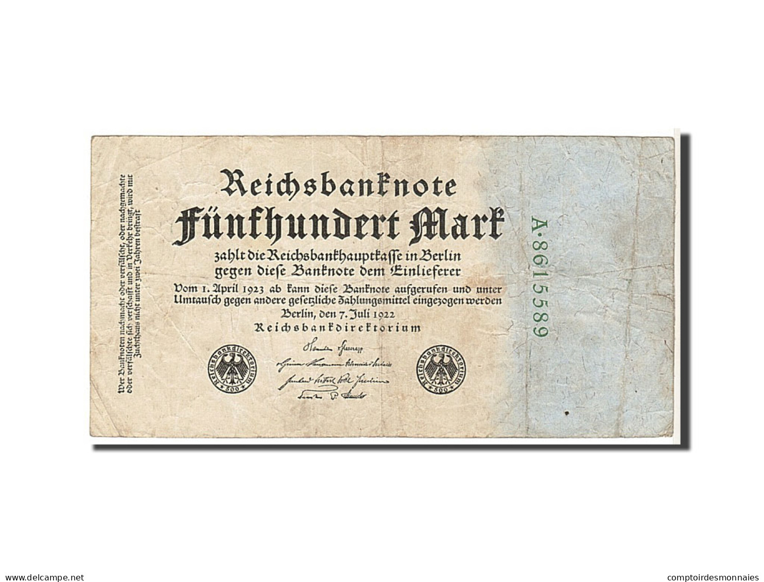 Billet, Allemagne, 500 Mark, 1922, KM:74b, TB - 500 Mark