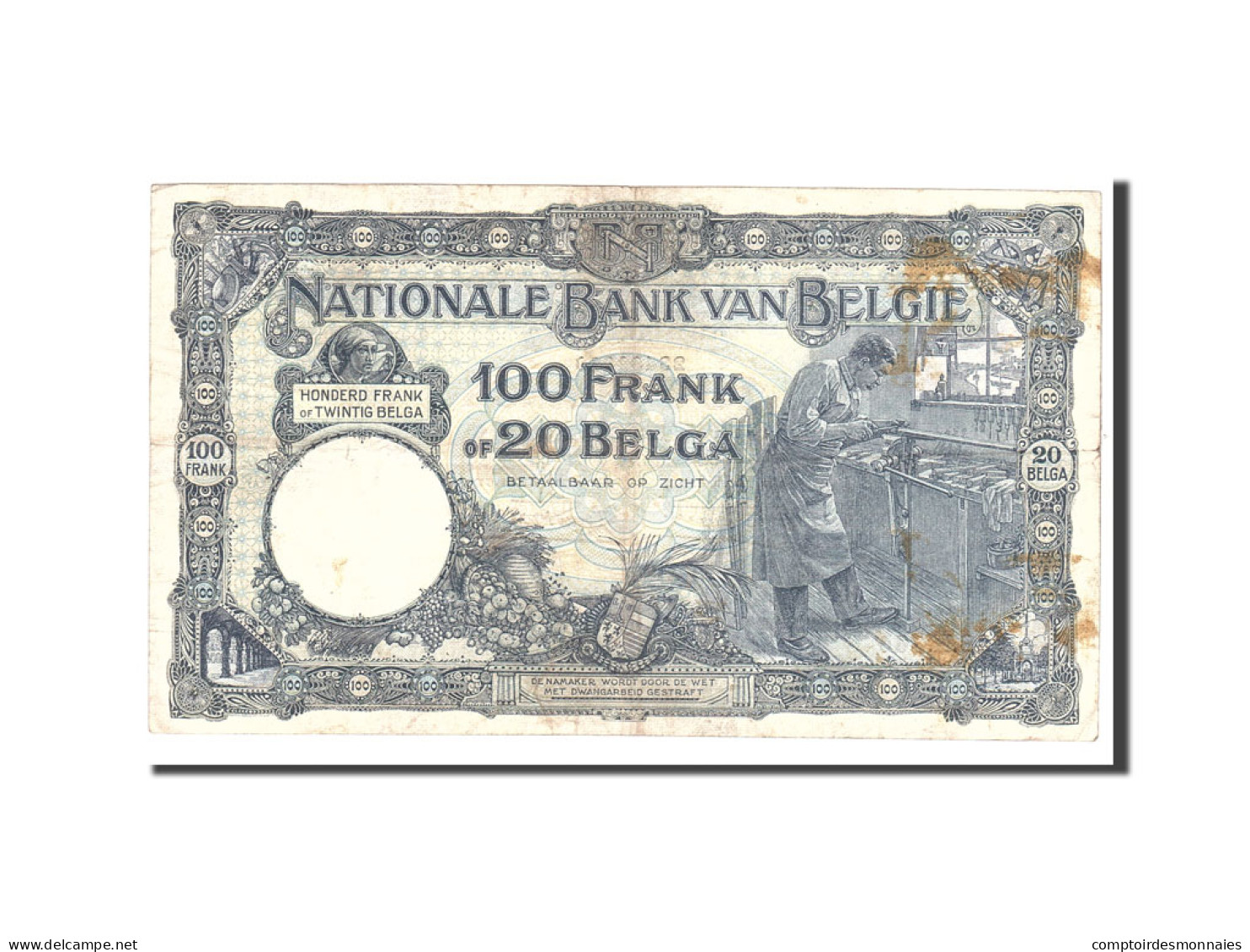 Billet, Belgique, 100 Francs-20 Belgas, 1928, 1928-09-17, KM:102, TB - 100 Francs & 100 Francs-20 Belgas