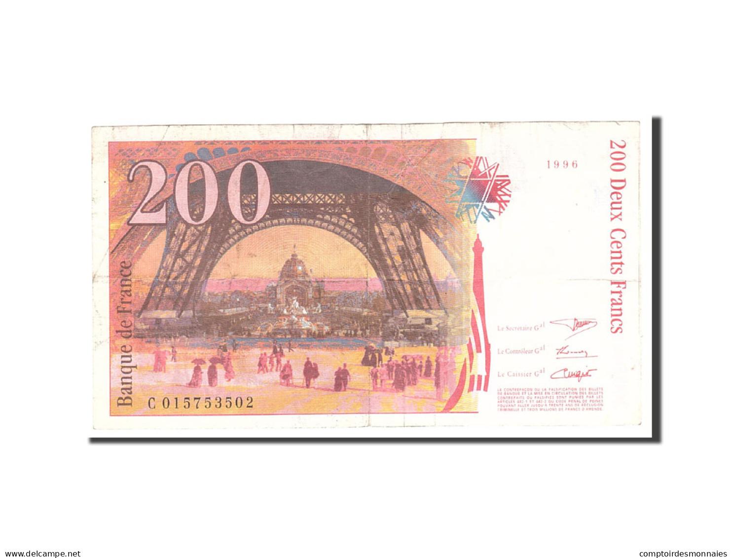 Billet, France, 200 Francs, 1996, Undated, TTB, KM:159a - 200 F 1995-1999 ''Eiffel''