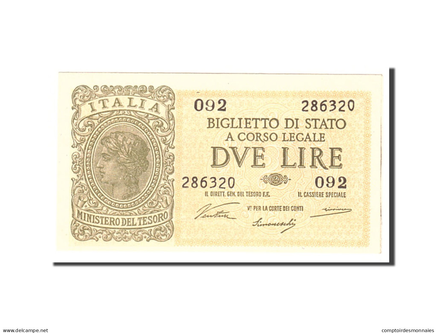 Billet, Italie, 2 Lire, 1944, 1944-11-23, KM:30a, SPL - Regno D'Italia – 2 Lire